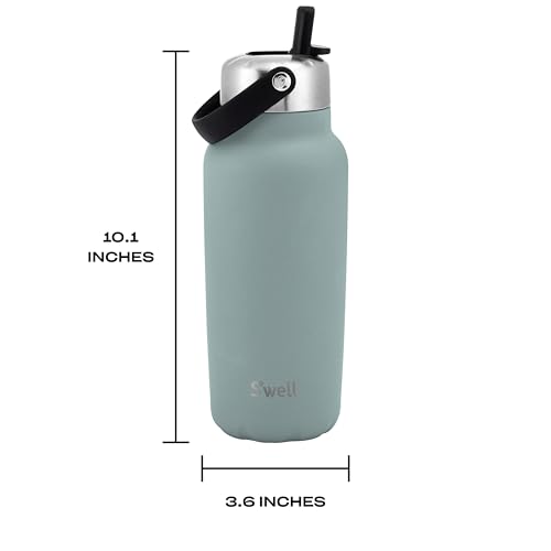 S'well Recycled Stainless Steel Explorer with Flip Straw Lid, 32oz, Eucalyptus, Triple Layered Vacuum Insulated Containers Keeps Drinks Cold for 42 Hours and Hot for 10