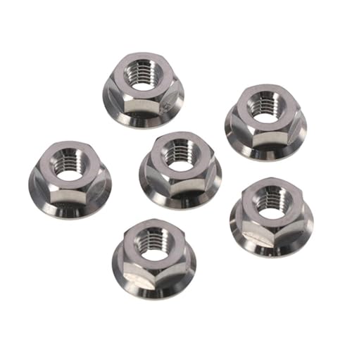 FEIYING titanium M8 DIN6923 hex flange locknuts, full-thread plain finish, pack of 6