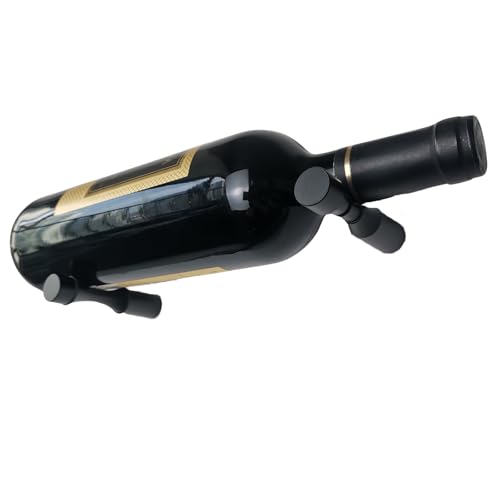 Wine Rack Wall Mounted 5 Bottle Matte Black Metal Vino Pins Single Display Pegs System for Wine Bottles (Matte Black)