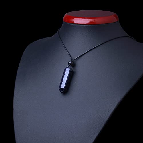 Magic Human - Lucky Crystal Point Pendant Necklace - Genuine and Healing Stones - Authentic Gemstones - Hexagonal Pendulum Gift - Good Luck and Spiritual Protection Amulets and Talismans - Chakra Energy Stones Blue Goldstone - Sacral Chakra