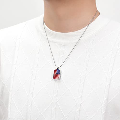 American Flag Cremation Jewelry for Ashes for Loved Ones Urn Necklace Memorial Keepsake Ashes Holder for Pets Dogs Cats(Silver 2)