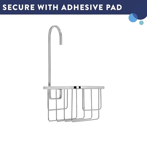Croydex QM260441 Shower Riser Rail Hook Over Caddy, Silver by