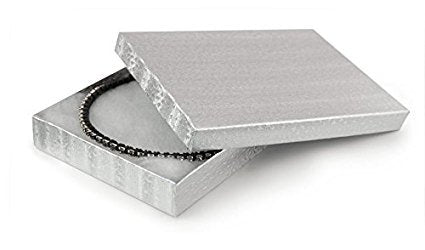 15 Pack Cotton Filled Silver Foil Paper Cardboard Jewelry Bracelet Necklace Watch Collectible Gift and Retail Boxes Size: 7" x 5" x 1-1/8" Inch by R J Displays