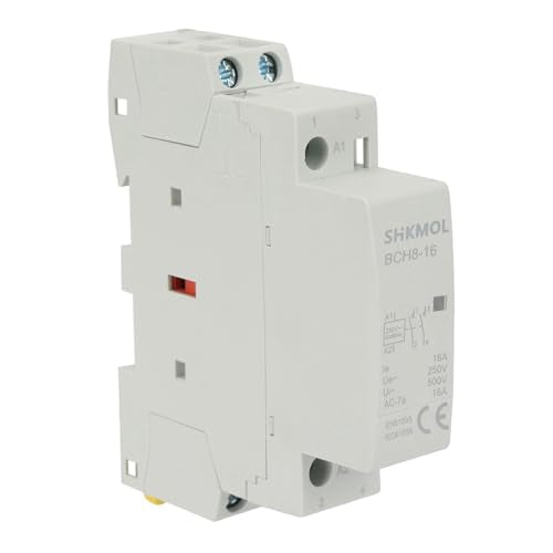 Household AC Contactor, Relay 230 V 2P 16 A AC Contactor on DIN Rail 2NO 50/60 Hz AC Contactor for Home Use Normally Open 220 V 2-Pin