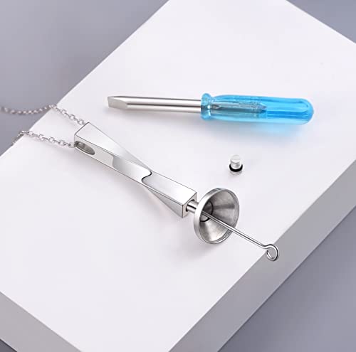 BEILIN 925 Sterling Silver Vertical Bar Urn Necklace Simple Urn Pendant Commemorative Ashes Souvenir Men Women's Necklace Cremation Jewelry (Silver twisted cube bar)