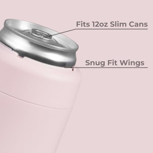 HydroJug Slim Can Cooler 12 oz, Stainless Steel Can Holder, Pink Sand Slim 12 Ounce Can
