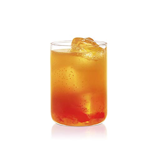 Six Borosil Radius glass set with 295ml capacity, clear mixed drinkware glasses arranged on a white background.