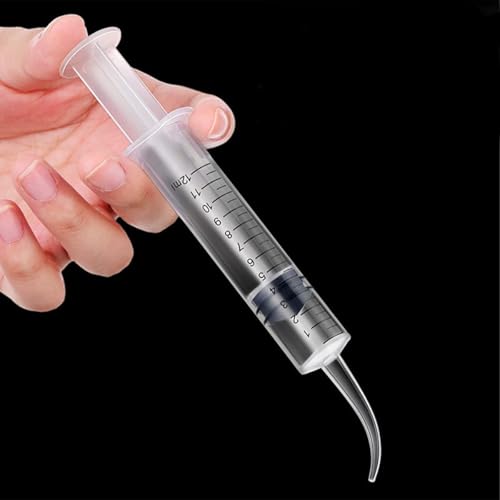 Sarini 4 Pcs Dental Syringe for Flushing, Dental Syringe, Measuring Syringe, Cleaning Syringe, Oral Irrigator, Curved Syringe Tip, Feeding Injection Tool with Curved Syringe Tip