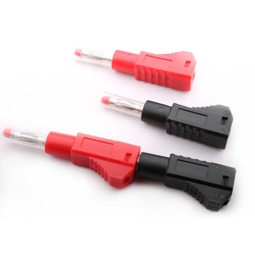 RUNCCI-YUN 10pcs 4mm Insulated Banana Plugs Solder Retractable Banana Plug Stackable for Multimeter Tips (Red Black