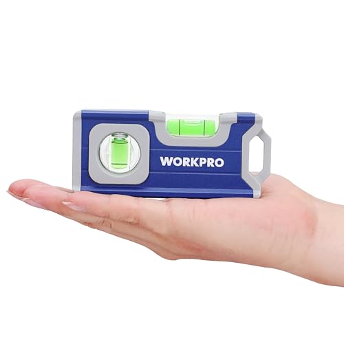 WORKPRO Magnetic Spirit Level 115mm Mini Spirit Level | With 2 levels 90°/180, hanging hole, aluminum alloy, strong magnet, groove design, for measurements