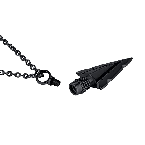 Spearpoint Arrowhead Urn Neckalce for Ashes Tribal Ash Holder Cremation Keepsakes Memorial Pendant Jewelry Black