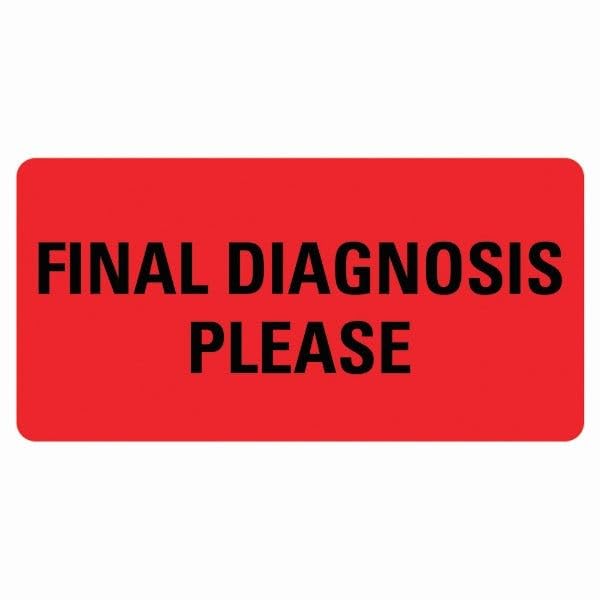 LabelValue.com | Final Diagnosis Please Medical Healthcare Labels 500-2" x 1" Red Labels Per Roll