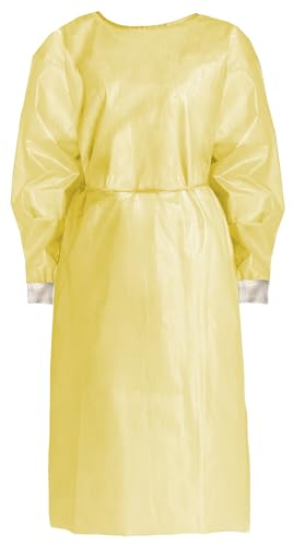 Tiga-Med disposable protective gown, fully PE-coated – Yellow non-woven gown 139 × 139 cm with reinforced cuffs – Liquid barrier for care, hygiene and cleaning 10