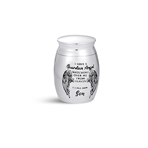 Son Small Cremation Urn for Human Ashes Holder Guardian Angel Mother Father Daddy Memorial Keepsake Holder 10ml Stainless Steel Funeral
