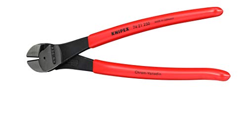 KNIPEX 74 21 250 high leverage angled diagonal side-cutting pliers, red and blue handles