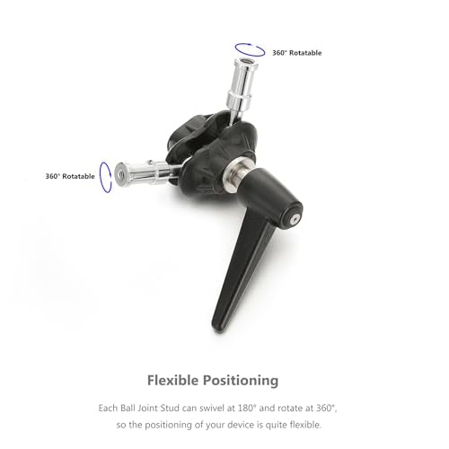 PHOCUS Light Stand Adapter Camera Mount Bracket, Double Swivel Ball Joint