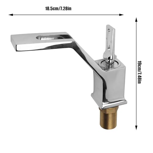 Bathroom Taps Sink Mixer Tap, Chrome Basin Mixer Tap Single Handle, Hot Cold Water Faucet for Bathroom Basin Cloakroom, Modern Square Design Easy Clean