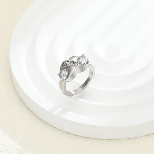 Infinity Urn Ring for Ashes for Women Mom Birthstone Finger Keepsake Rings for Holds Loved One Ashes White 8