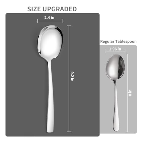 8 Piece Serving Spoons Set, 9.2-Inch Includes 8 Large Spoons LARGE 8 PCS C Silver
