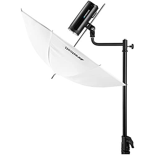 Westcott 8" Shorty Offset Extension Arm for Flash, Black, Iron & Brass, 5/8" Female Receiver & Male Stud, 2 Tension Knob Holes