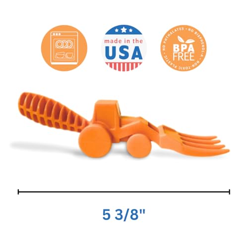 Constructive Eating - Toddler Utensils Made in USA, Dishwasher Safe, BPA Free, Easy Grip Handle, Silverware for Toddlers, Utensils for Kids, Toddler Fork and Spoon Orange and Green Tractor (2 Pack) 2 Pack