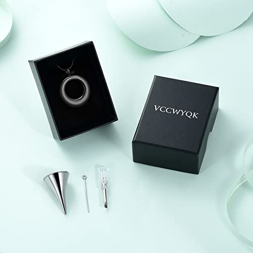 Circle of Life Eternity Urn Necklace for Ashes for Women Men Stainless Steel Cremation Jewelry Memorial Pendant for Ash Holder Black
