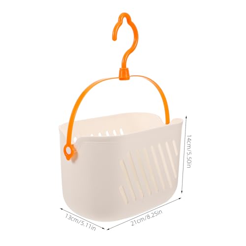 Angoily Small Shower Caddy, Plastic Hanging Basket for Shower with Hook White