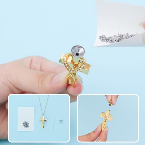 Cremation Jewelry for Ashes Pendant - Cross Urn Necklace with Mini Keepsake Urn Memorial Ashes Jewelry - With Me Always Gold-With Me Always
