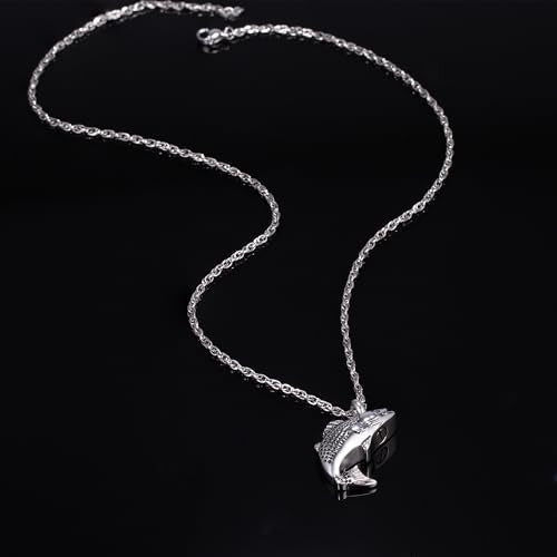 Gredstar Fish Urn Necklace for Ashes, Fishing Memorial Keepsake Pendant Silver