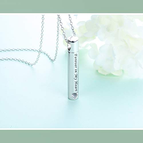 YinShan Urn Necklaces for Ashes for Women Girls Cremation Jewelry 925 Sterling Silver Eternity Memorial Forever in My Heart Ashes Keepsake, Adjustable Silver Chain 18+2 Inches Heart Bar