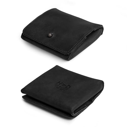 Hide & Drink, Jewelry Pouch, Mini Travel Size Box, Rings & Precious Articles Storage Organizer, Groom & Bridesmaid Wedding Gifts, Full Grain Leather, Handmade, Charcoal Black
