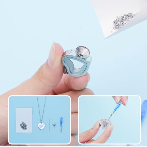 Glass Heart Cremation Urn Necklace for Ashes Stainless Steel Memorial Ash Pendant Keepsake Jewelry Cremation Jewelry for Women Silver