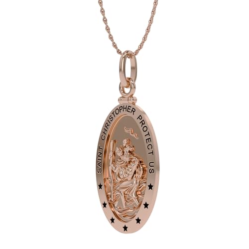 AFFY Saint Christopher Protect Us Pendant Necklace for Women Rose Gold