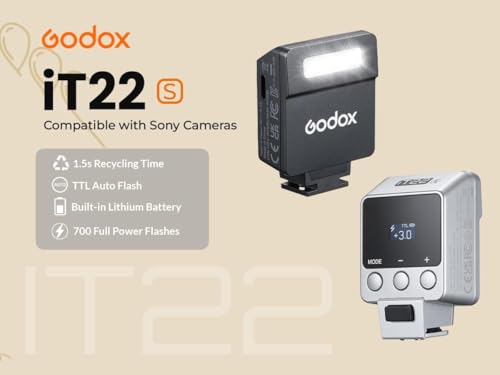 Godox iT22S TTL Mini Flash for Sony Cameras, Compact On-Camera Speedlite IT22S for Sony