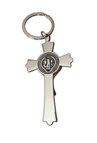 St Benedict Crucifix Keyring - Jesus Cross Religious Keychain