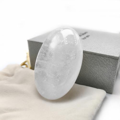 Clear Quartz Palm Stone 2.4 Inch, Natural Polished Worry Stone