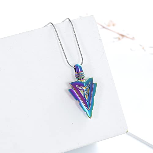Cremation Jewellery for Ashes Necklace Arrowhead Pendant Memorial Necklace Urn Necklace for Ashe of Loved Ones Keepsake Lockets Ashes Holder Pet Dog Heart Urn Jewellry Spear Point Jewellry Rainbow