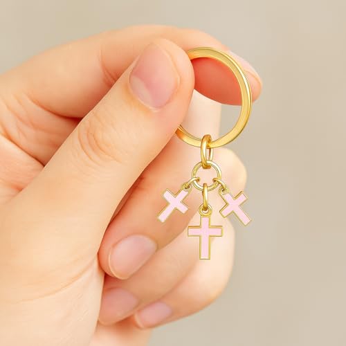 Cross Keyring, Layered Cross Keychain Bag Charms for Women