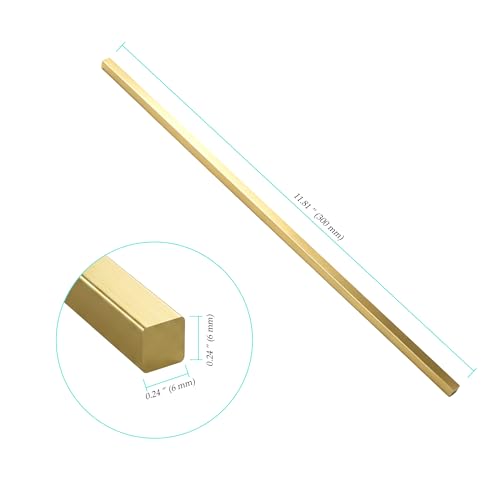 NINGWAAN brass flat bar, 1/4 x 1/4 x 11.8 inch solid mill stock for decoration and handicrafts
