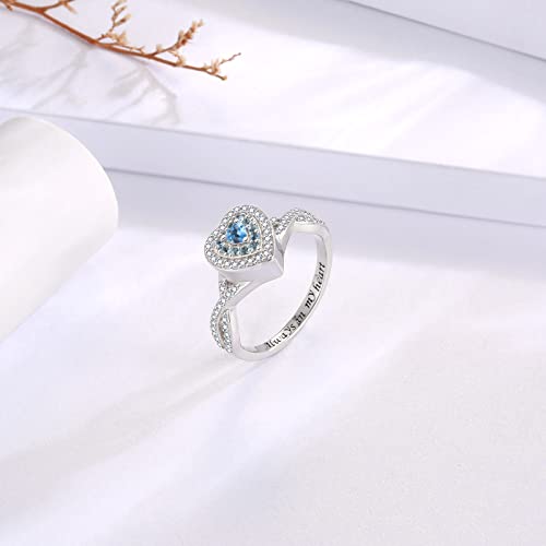 Sariel Teardrop Cremation Ring for Ashes - 925 Sterling Silver Urn Keepake Rings Memorial Jewelry for Women Heart (Blue) 8