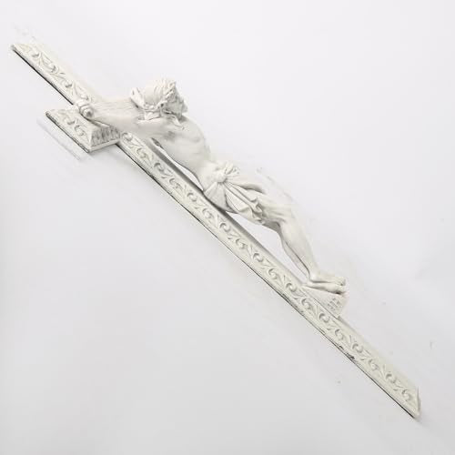 BC Catholic Crucifix Wall Cross 12" H Jesus Cross Wall Decor 12.2"L x 6.3"W White