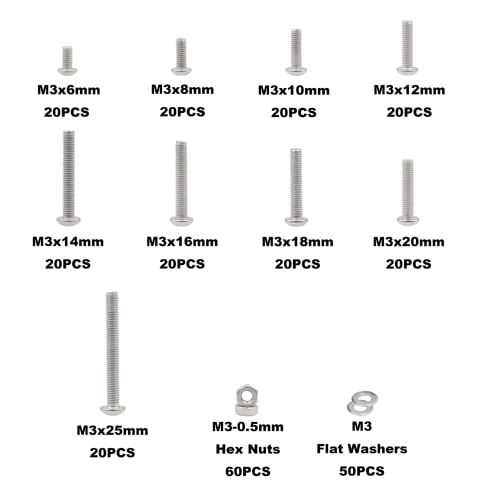 MCMASKE M3 304 stainless steel button-head socket cap screws, nuts and washers kit in assortment box