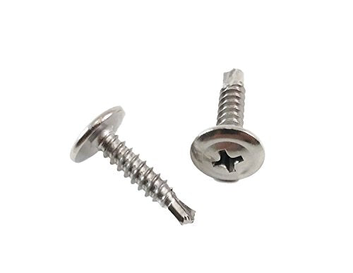 Chenango Supply #8 x 3/4 inch 410 stainless wafer head Phillips self-drilling sheet metal screws, 100 pieces