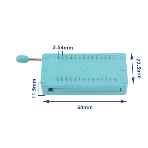 Pack of 4 28 Pin IC Test ZIF Socket 2.54 mm Pitch DIP Board Socket IC Socket for Integrated Circuits for Microcontroller Chip Breadboard Program ICs