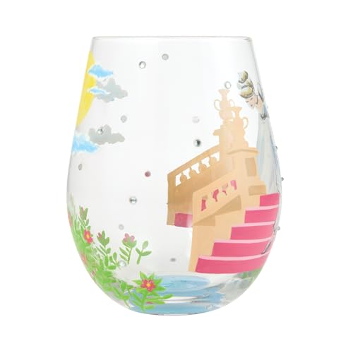 Lolita Enesco Designs by Lolita Disney Cinderella If The Shoe Fits Hand-Painted Artisan Stemless Glass 20 Ounce Multicolor