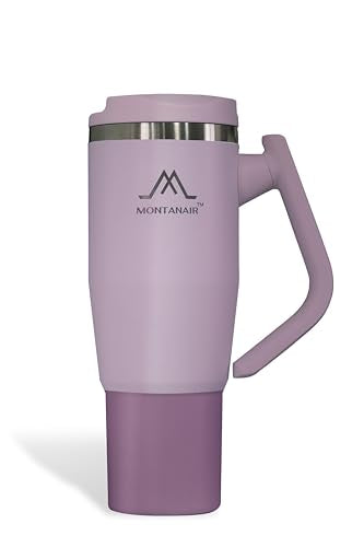 MONTANAIR® Original 40oz Stainless Steel Double Wall Vacuum Tumbler with Rotatable Handle, Lid and Built-In Straw | Insulated | Fits in Cup Holder | Leak Proof | BPA-free (PINK) Pink