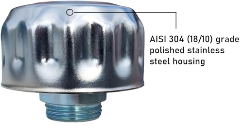 Metal Hydraulic Filling and Ventilation Filter for Oil and Fuel Tanks, Ventilation Lid (with Strainer, BSP 1 Inch Thread, 304 (18/10) Stainless Steel) BSP 1"