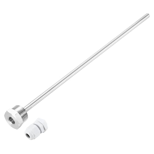 QUARKZMAN Stainless Steel 304 Immersion Sleeves, 300 mm Thermowell G3/4 Inch Male Thread for Temperature Sensor, with White Cap