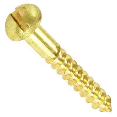 #6 x 1 Brass Wood Screws, Round Head, Slotted Drive - (Pack of 100) Solid Brass Plain Finish, Screw Size: #6, Length: 1 inches #6 x 1 inches