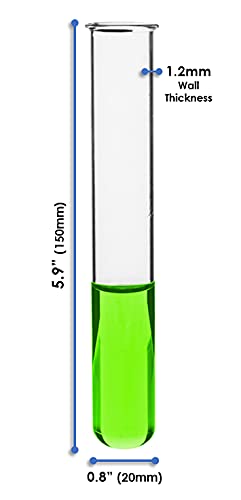 EISCO 32PK Test Tubes, 30ml - Borosilicate 3.3 Glass - 1.2mm Thick Walls, Beaded Rim - Superior Heat & Chemical Durability - 5.9" Tall, 0.8" Diameter Blank Tube